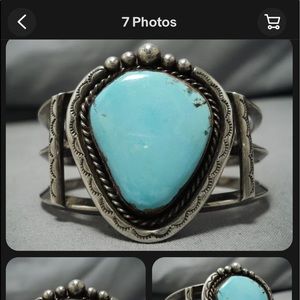 Sterling Silver Cuff Bracelet with Bright Turquoise Stone